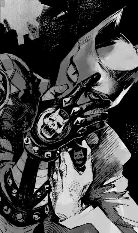 Killer Queen rendered as a black-and-white manga poster